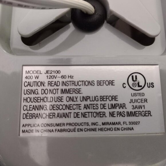 Black & Decker Juicer Parts – Model #JE2100 - Picture 2 of 3